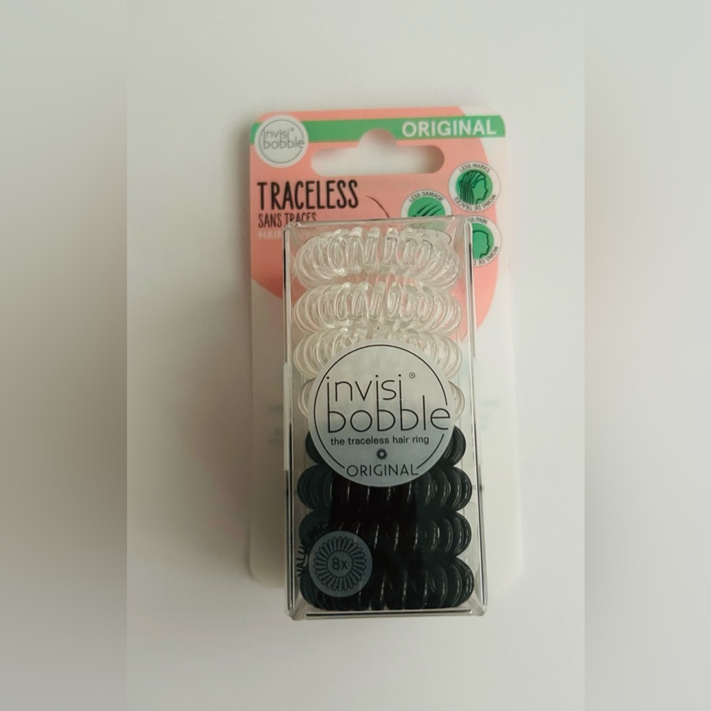 New Invisibobble Traceless Original Hair Rings 4 True Black 4 Crystal Clear